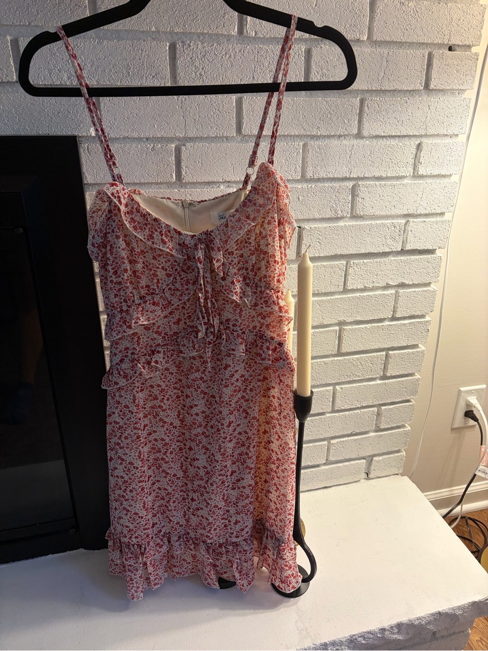 She + Sky Pink Floral Ruffle Mini Dress